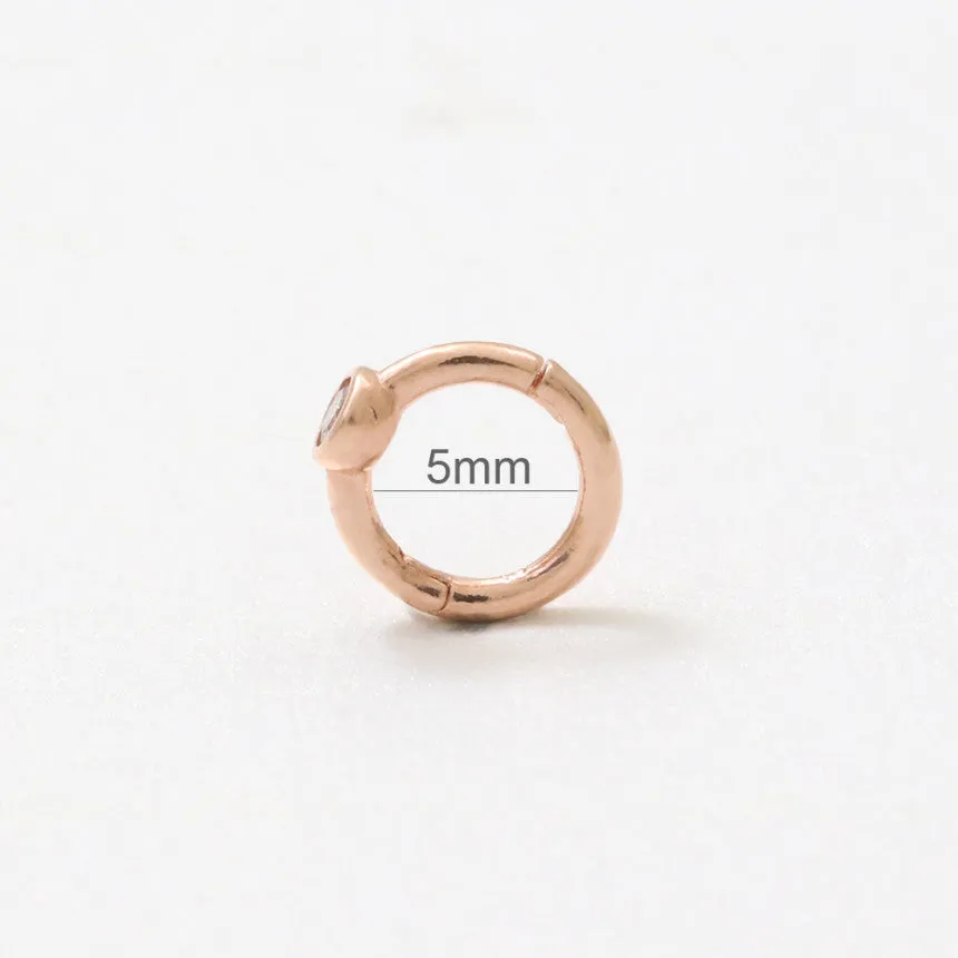 14K 18K Solid Gold Cognac Diamond Tragus Cartilage Snug Rook Helix Piercing Earring Clicker Huggie Hoop Ring