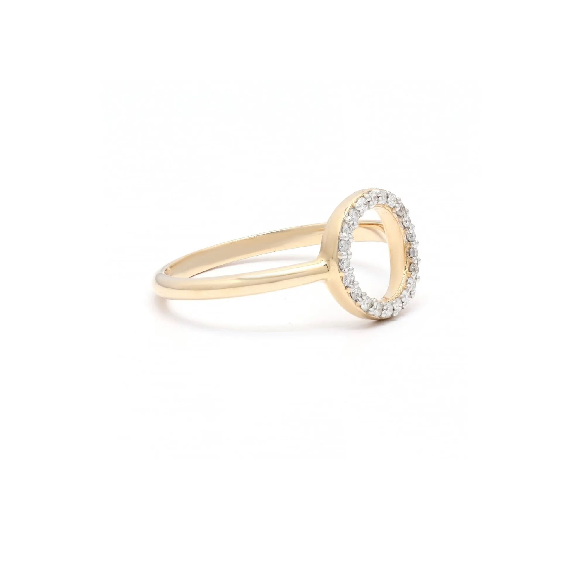 14K Gold Circle Diamond Ring