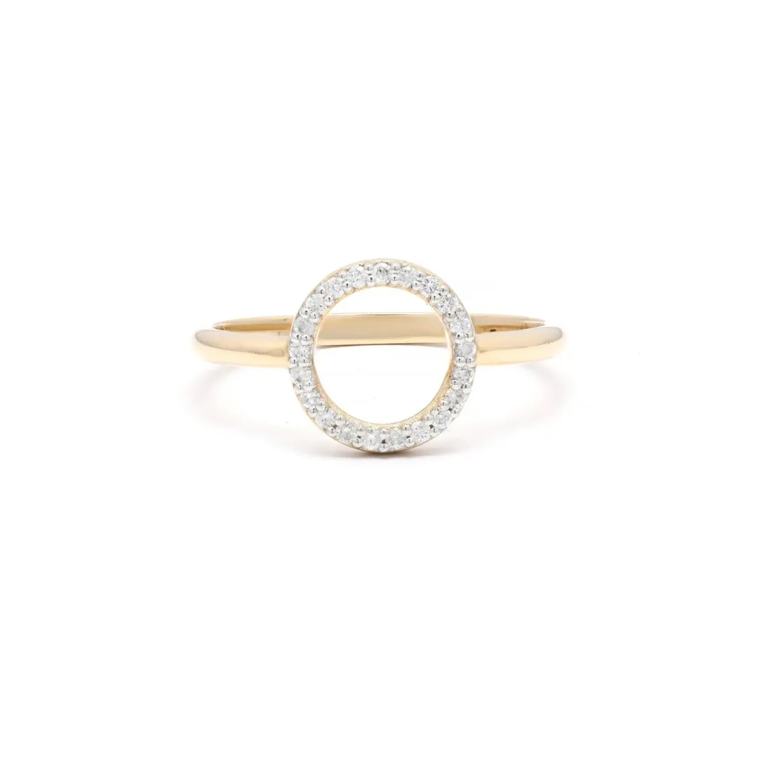 14K Gold Circle Diamond Ring