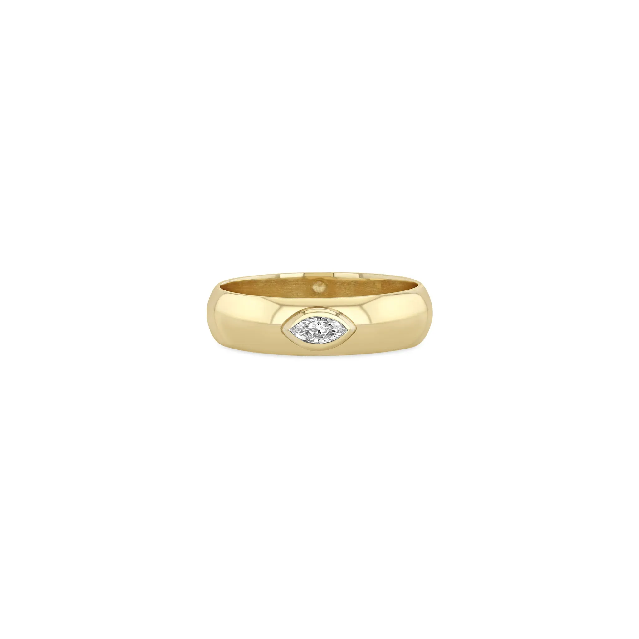 14k Marquise Diamond Half Round Ring