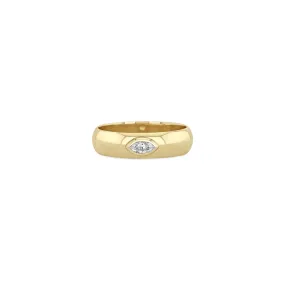 14k Marquise Diamond Half Round Ring