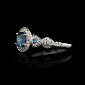 14K White Gold Estate Sapphire and Diamond Ring