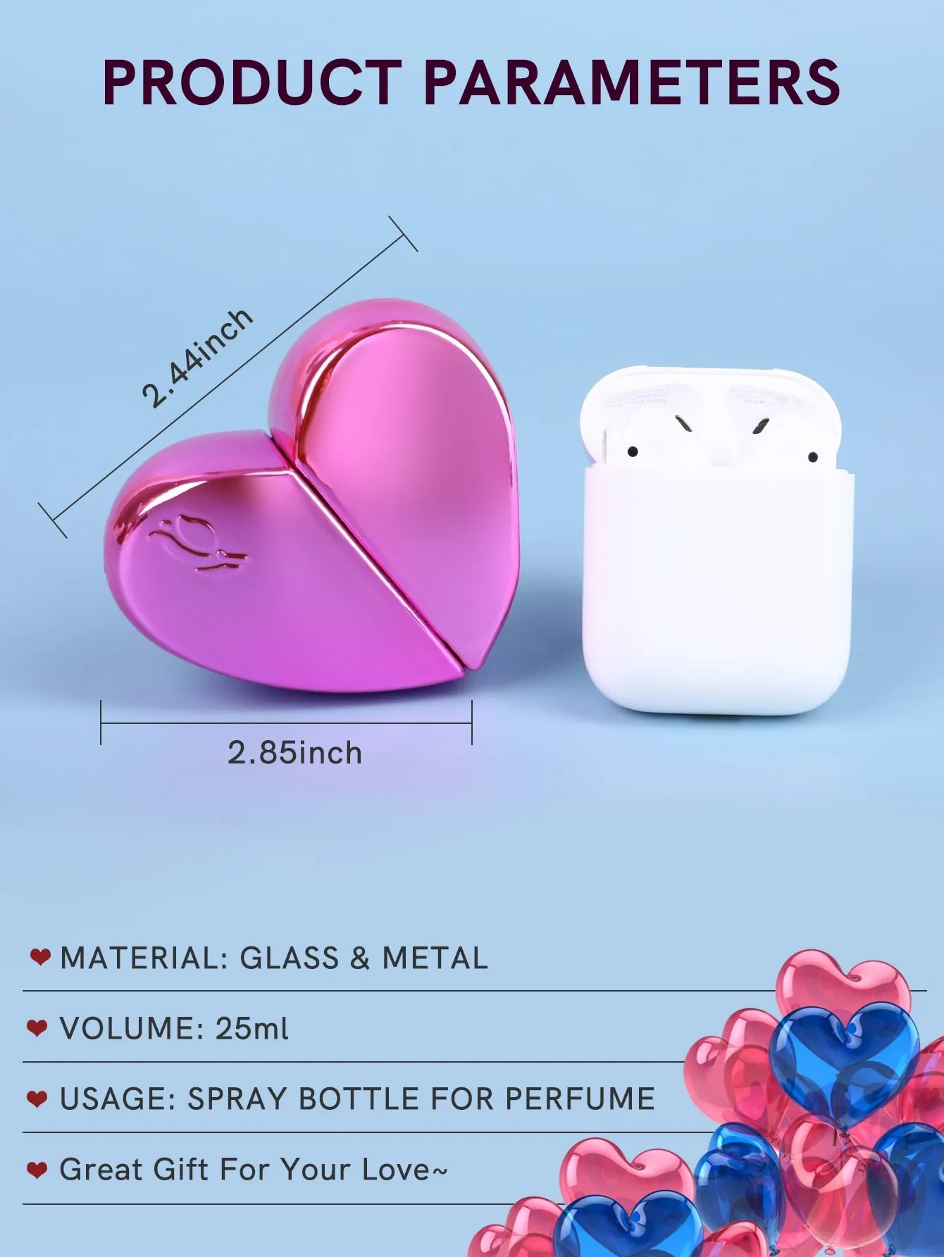 1pc 25ML Heart Shaped Spray Bottle