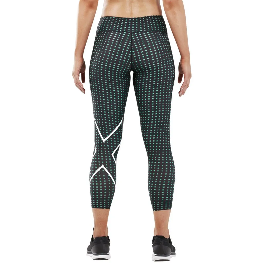 2XU Print Mid-Rise Comp 7/8 Tights Golf Green Urban Grid / White