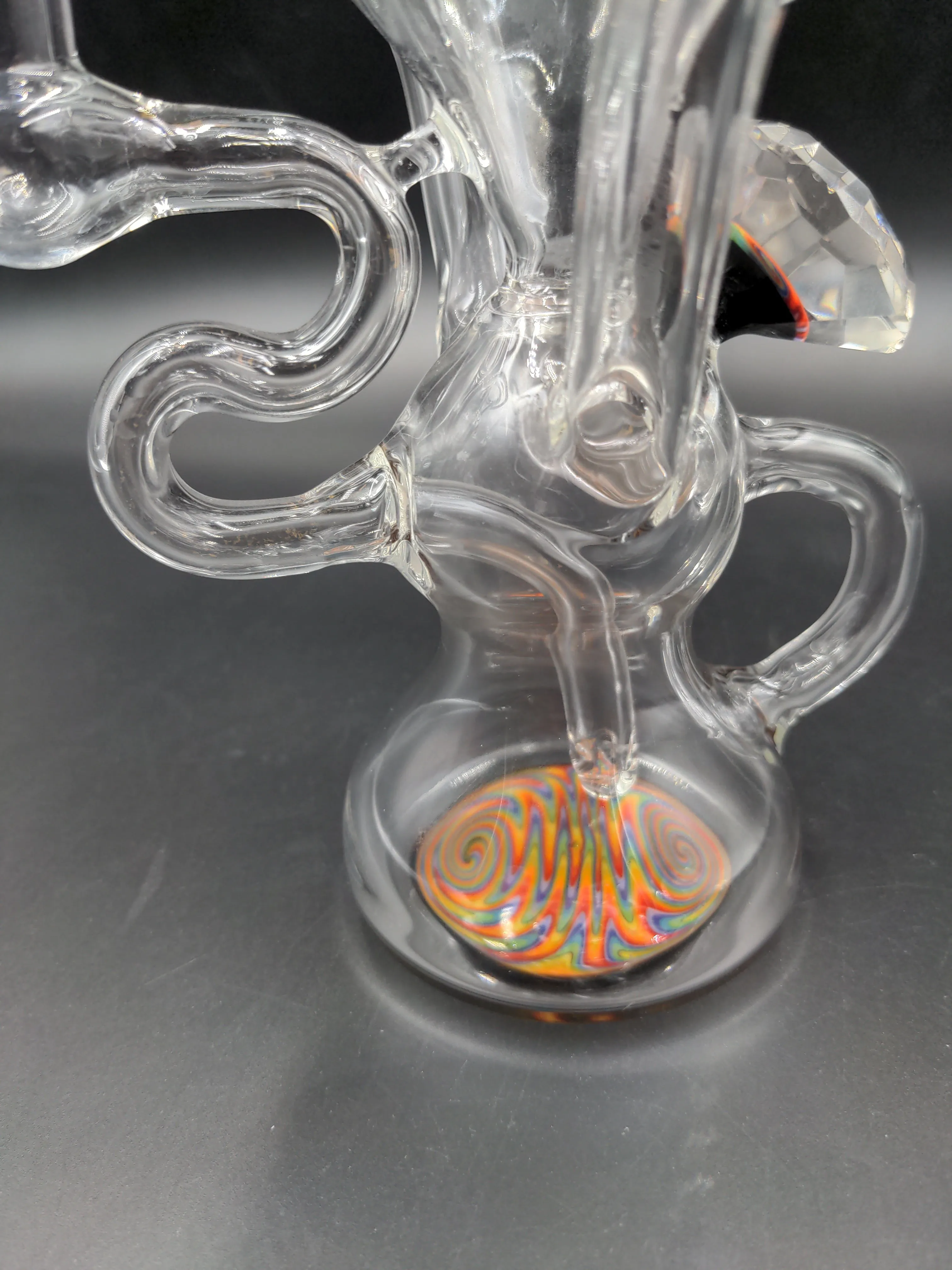 8 Wig Wag Recycler w/ Diamond Button - by SlynxGlass