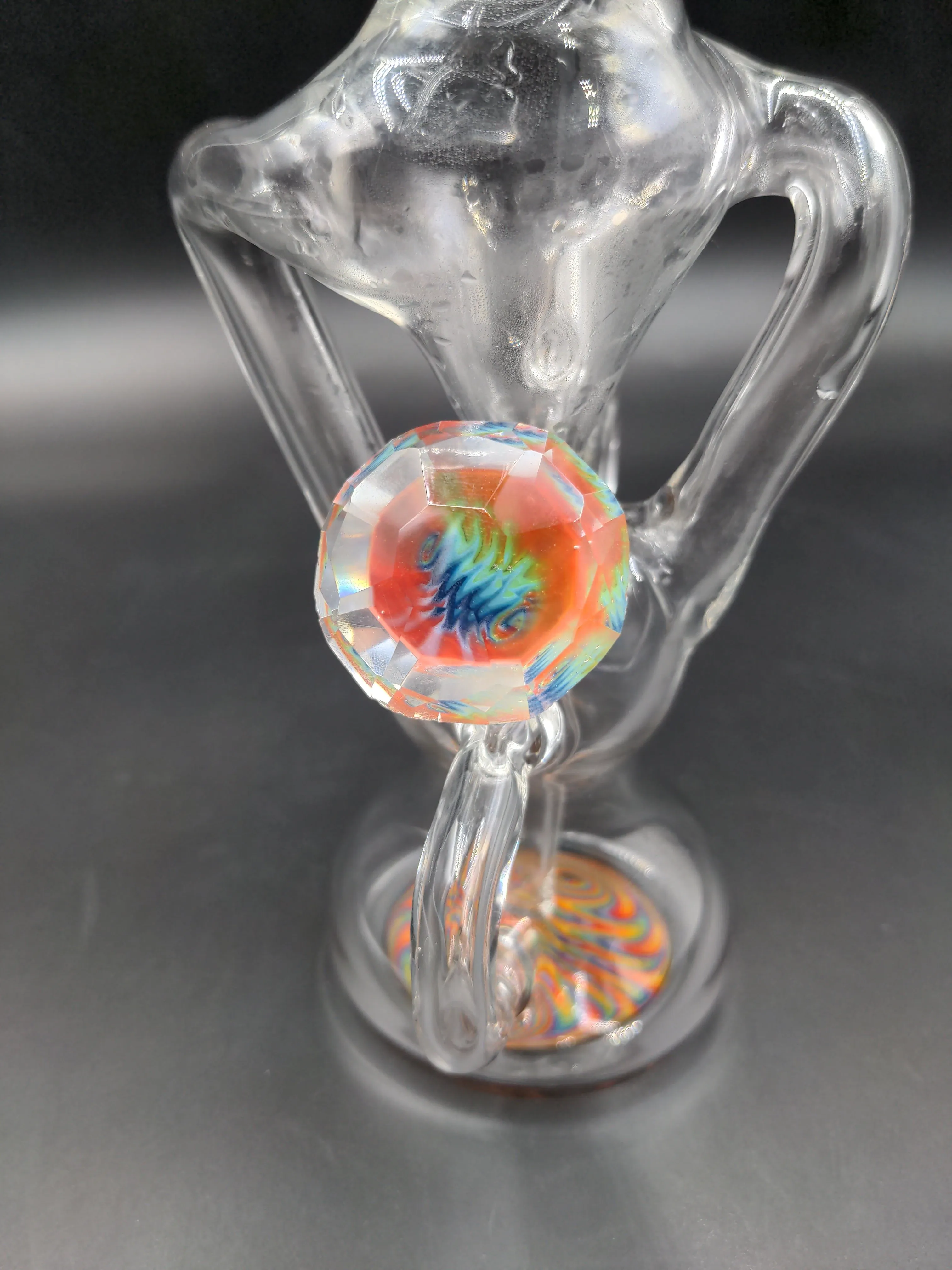 8 Wig Wag Recycler w/ Diamond Button - by SlynxGlass