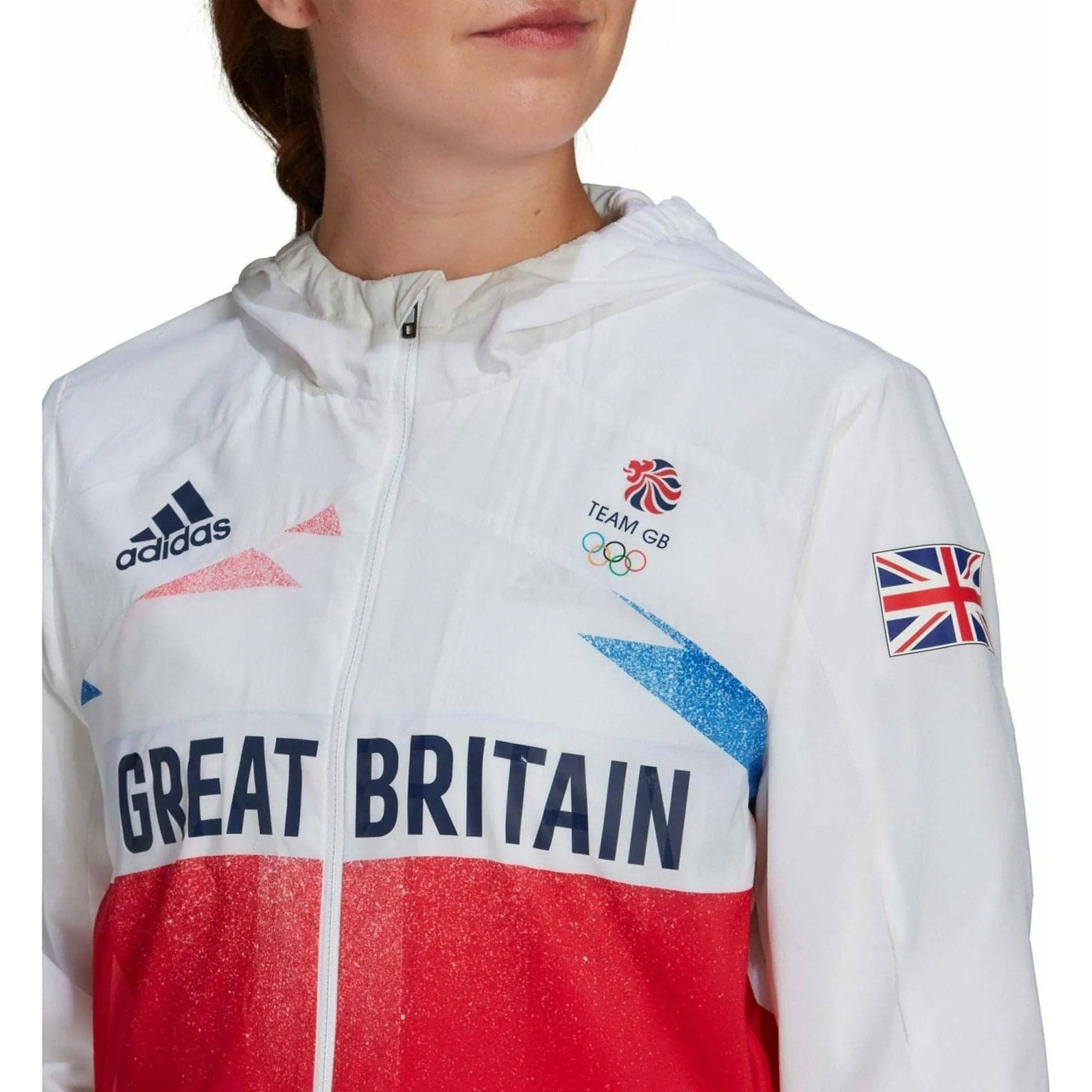 adidas Great Britain Podium Womens Running Jacket - White