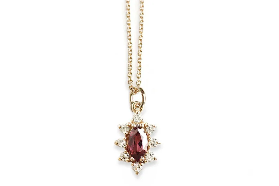 Aura Marquise Garnet Halo Necklace