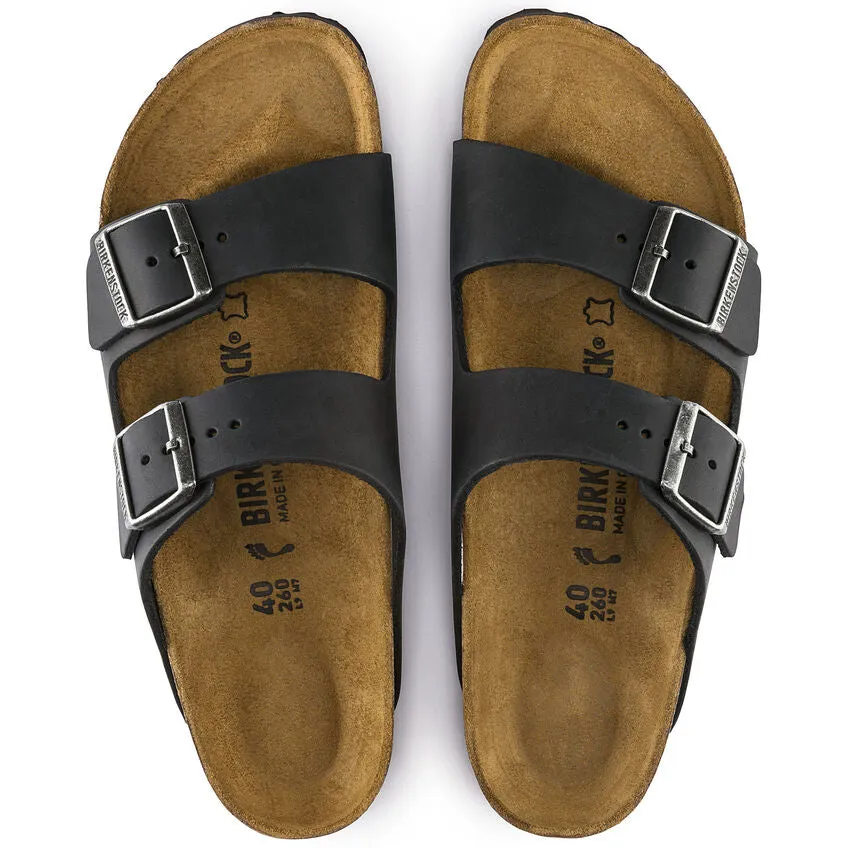 Birkenstock UNISEX Arizona Oiled Leather (Black - Regular Fit)