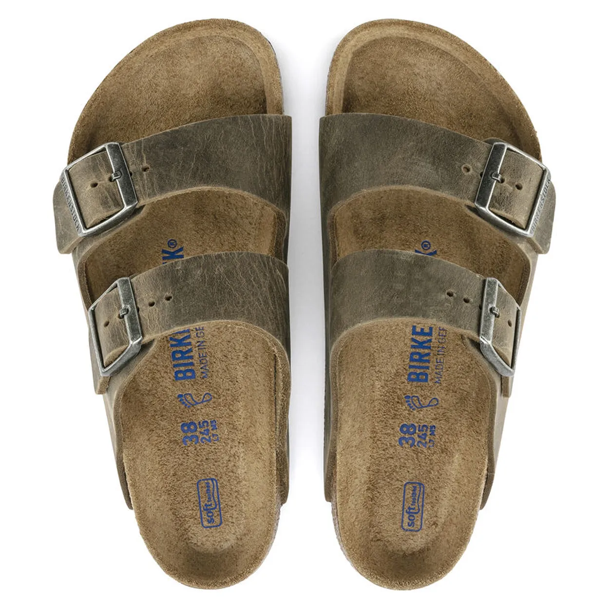 BIRKENSTOCK UNISEX Arizona Soft Footbed Oiled Leather (Faded Khaki - Regular Fit)