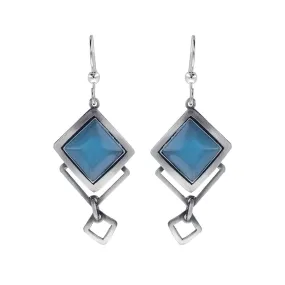 Christophe Poly Layered Diamonds Blue Drop Earrings