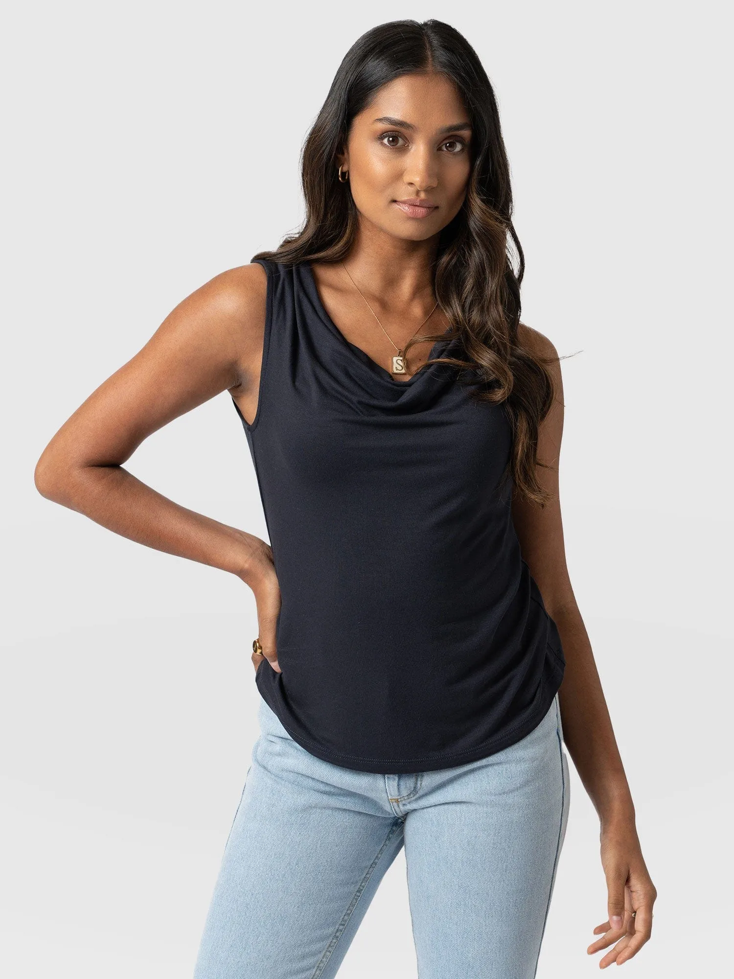 Cowl Neck Cami - Navy