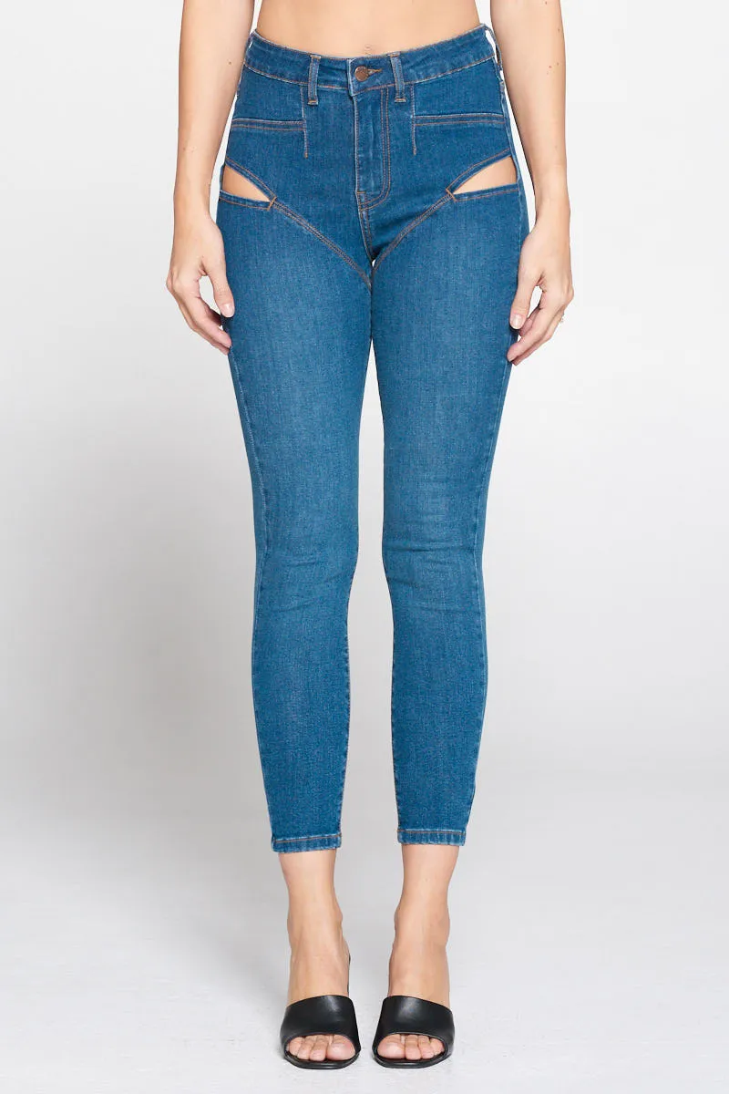 Cut Out High Waist Denim