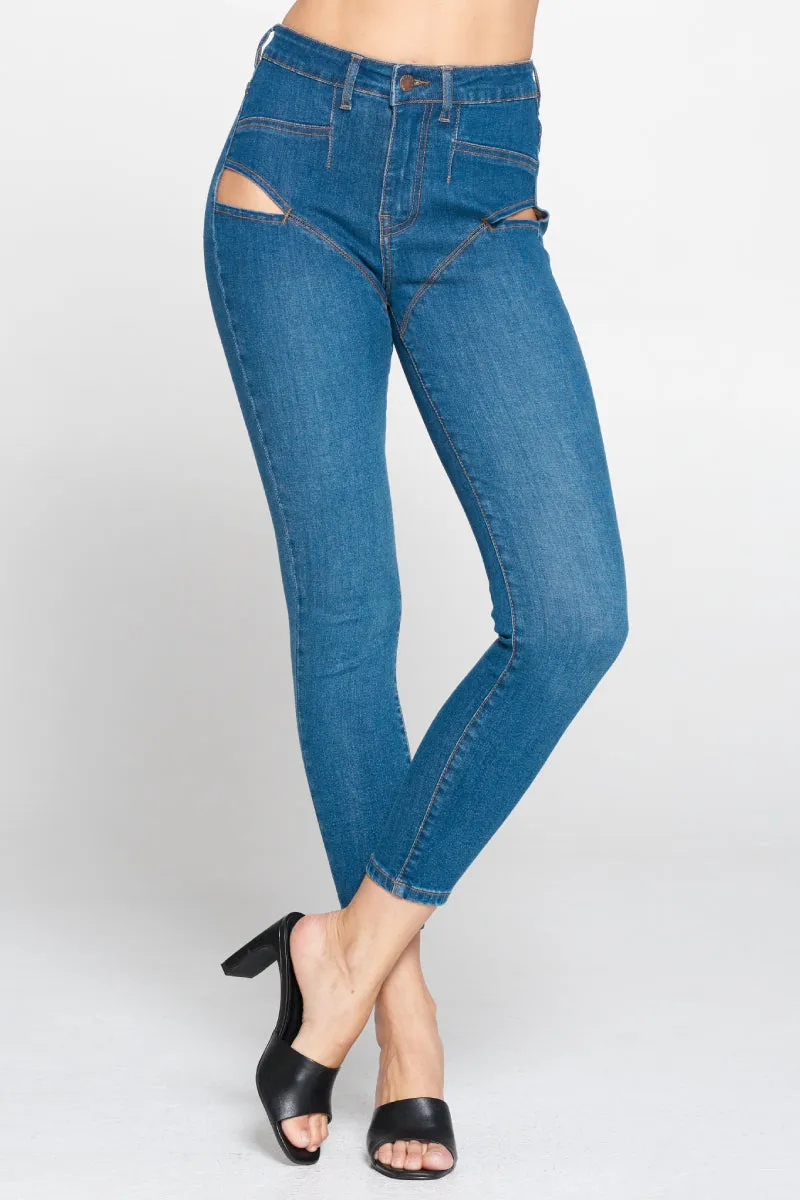 Cut Out High Waist Denim