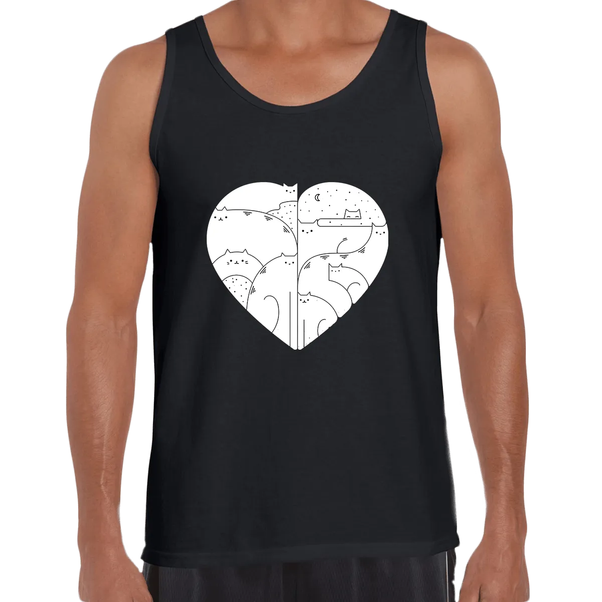 CUTE Cats Lovers Minimal Heart Shape Animal Unisex Tank Top