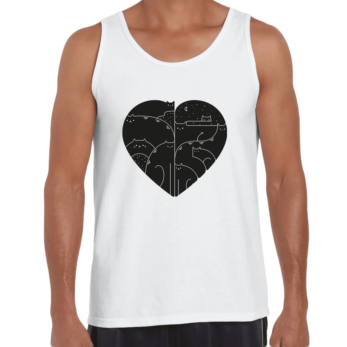 CUTE Cats Lovers Minimal Heart Shape Animal Unisex Tank Top