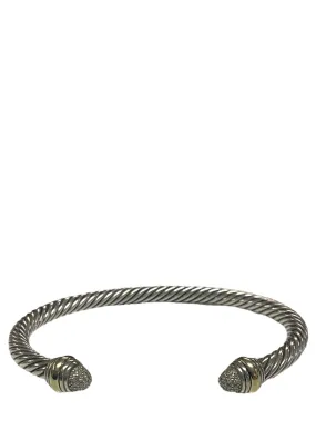 David Yurman Sterling Silver Cable Bracelet With 18K Gold And Pave Diamonds