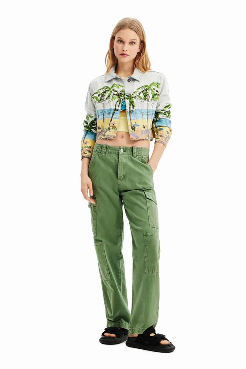 DESIGUAL SHORT TROPICAL DENIM JACKET