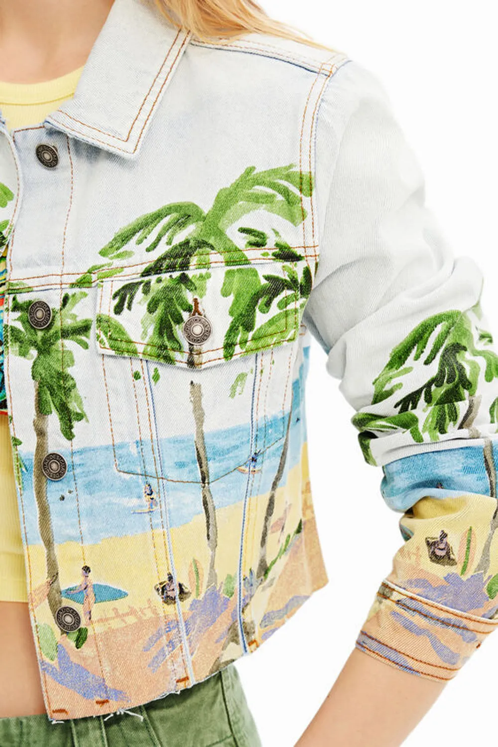 DESIGUAL SHORT TROPICAL DENIM JACKET