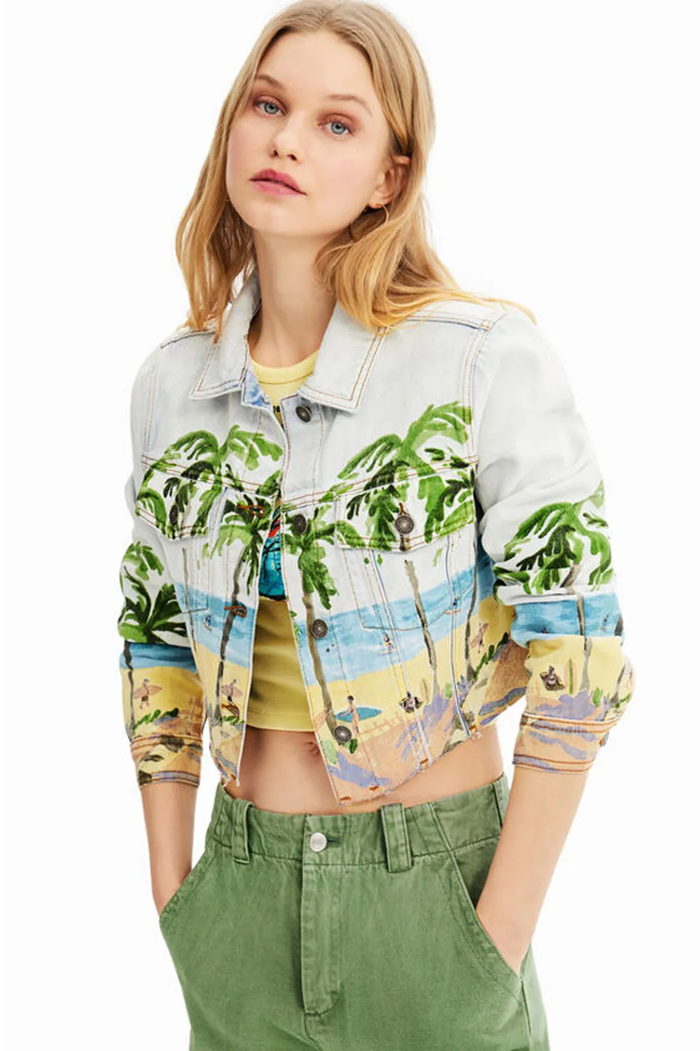 DESIGUAL SHORT TROPICAL DENIM JACKET