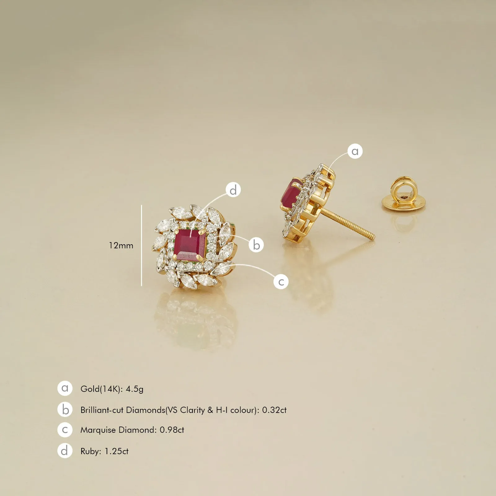 Eden Ruby Ear Studs