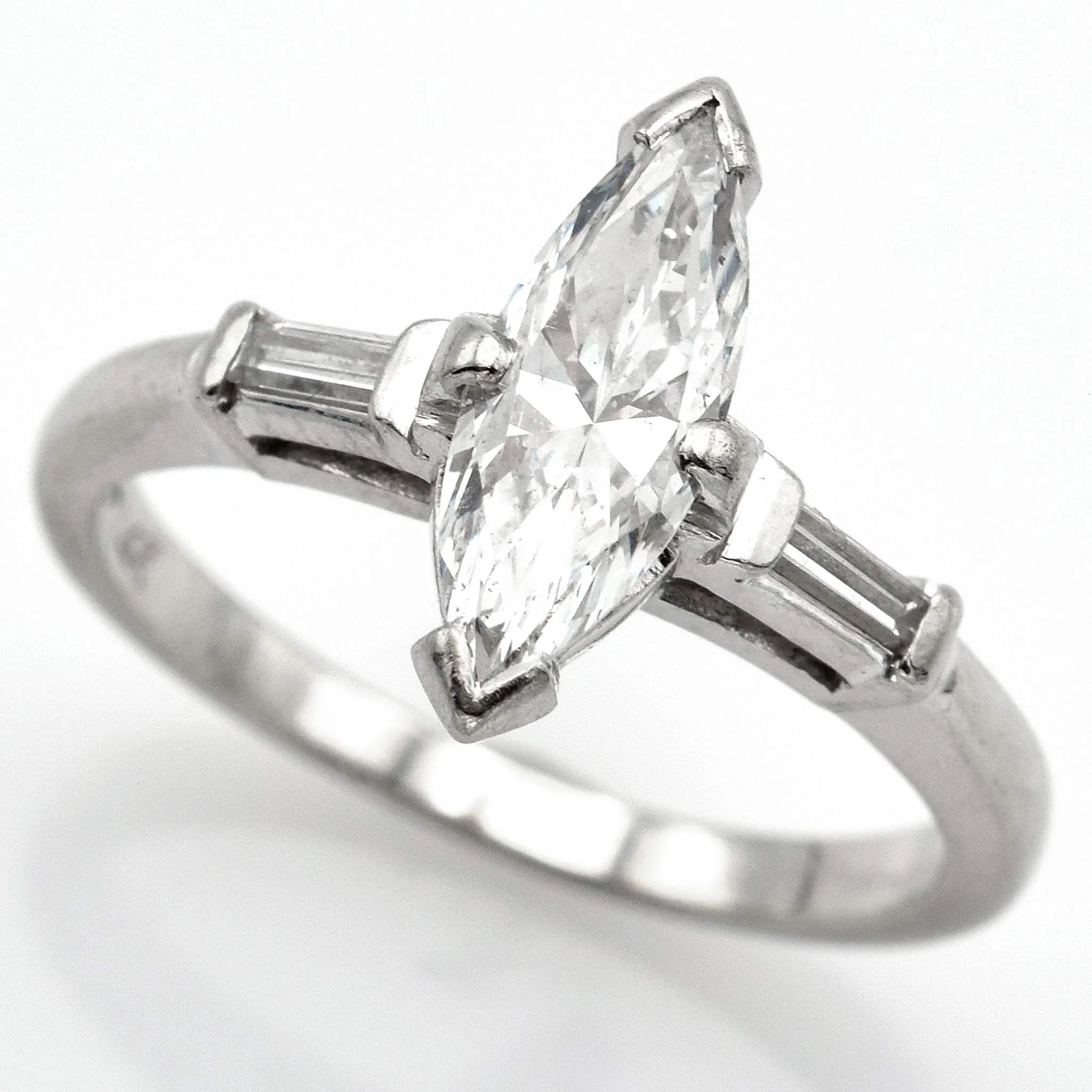 Estate 14K White Gold Marquise Diamond Band Ring