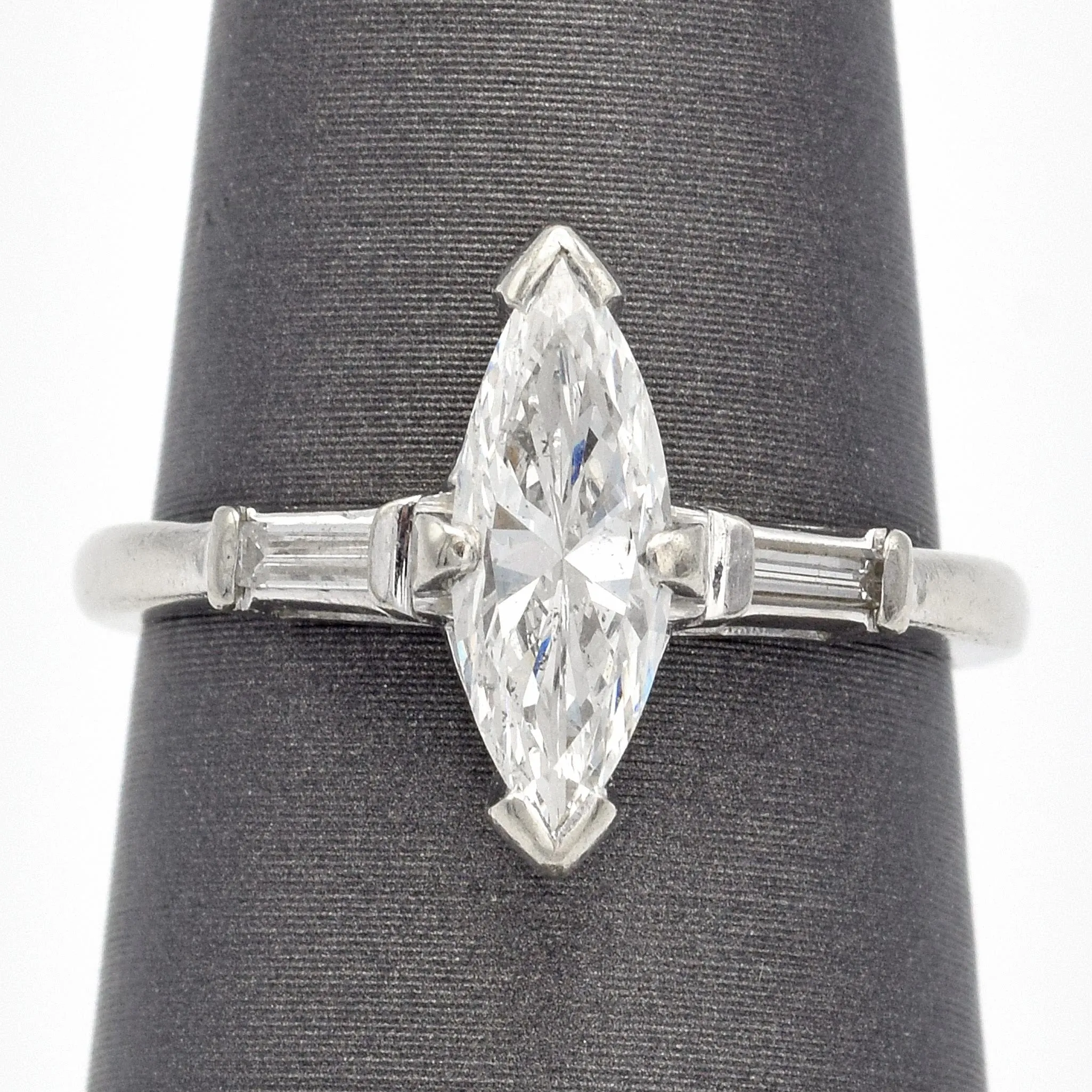 Estate 14K White Gold Marquise Diamond Band Ring