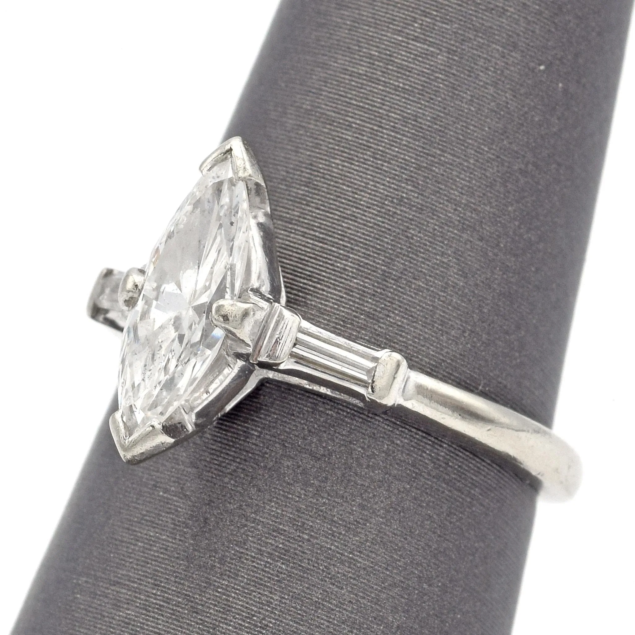 Estate 14K White Gold Marquise Diamond Band Ring