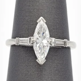 Estate 14K White Gold Marquise Diamond Band Ring