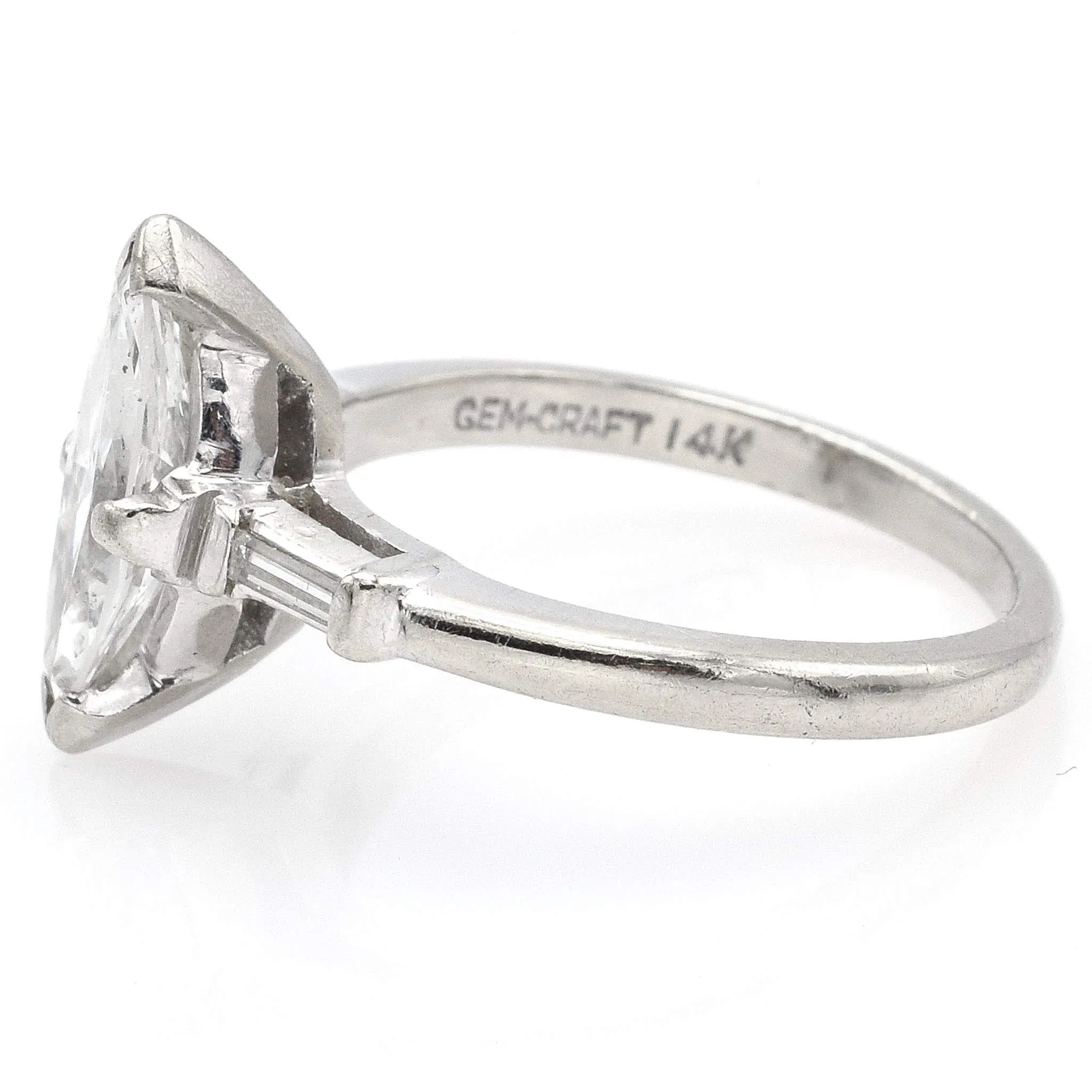 Estate 14K White Gold Marquise Diamond Band Ring