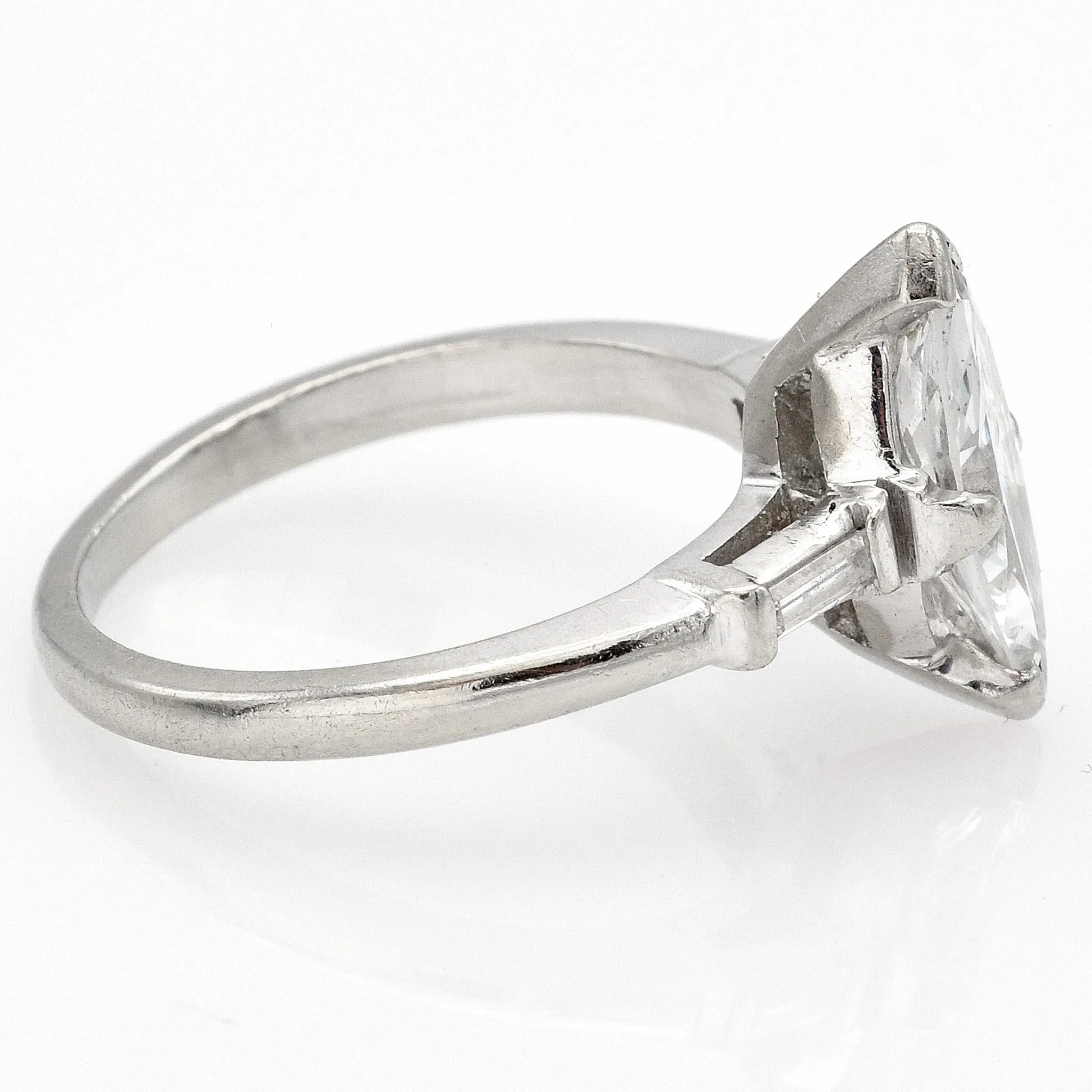 Estate 14K White Gold Marquise Diamond Band Ring