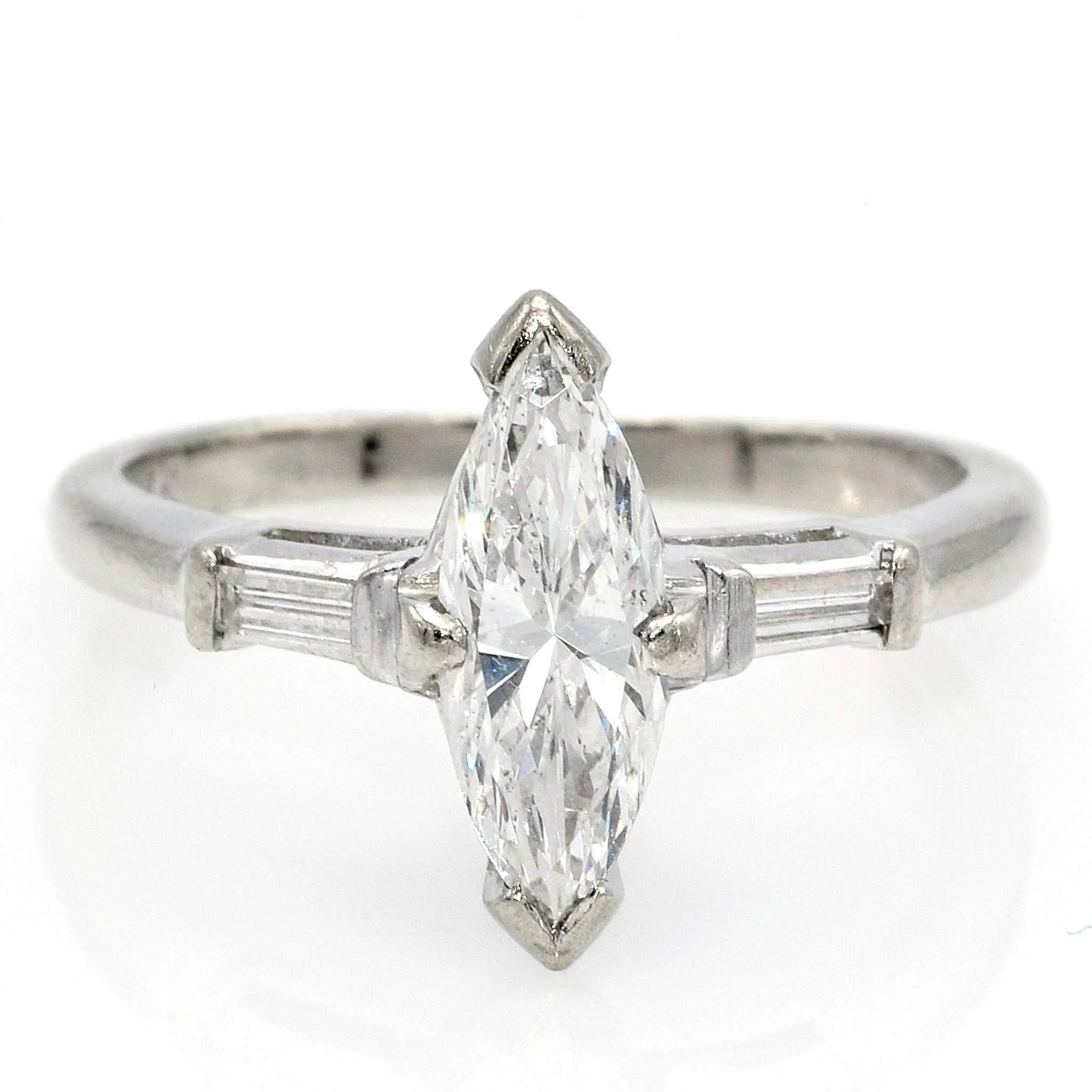 Estate 14K White Gold Marquise Diamond Band Ring