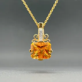 Estate 14K Y Gold 5.56ct Citrine & 0.06ctw G/SI1-2 Diamond Pendant