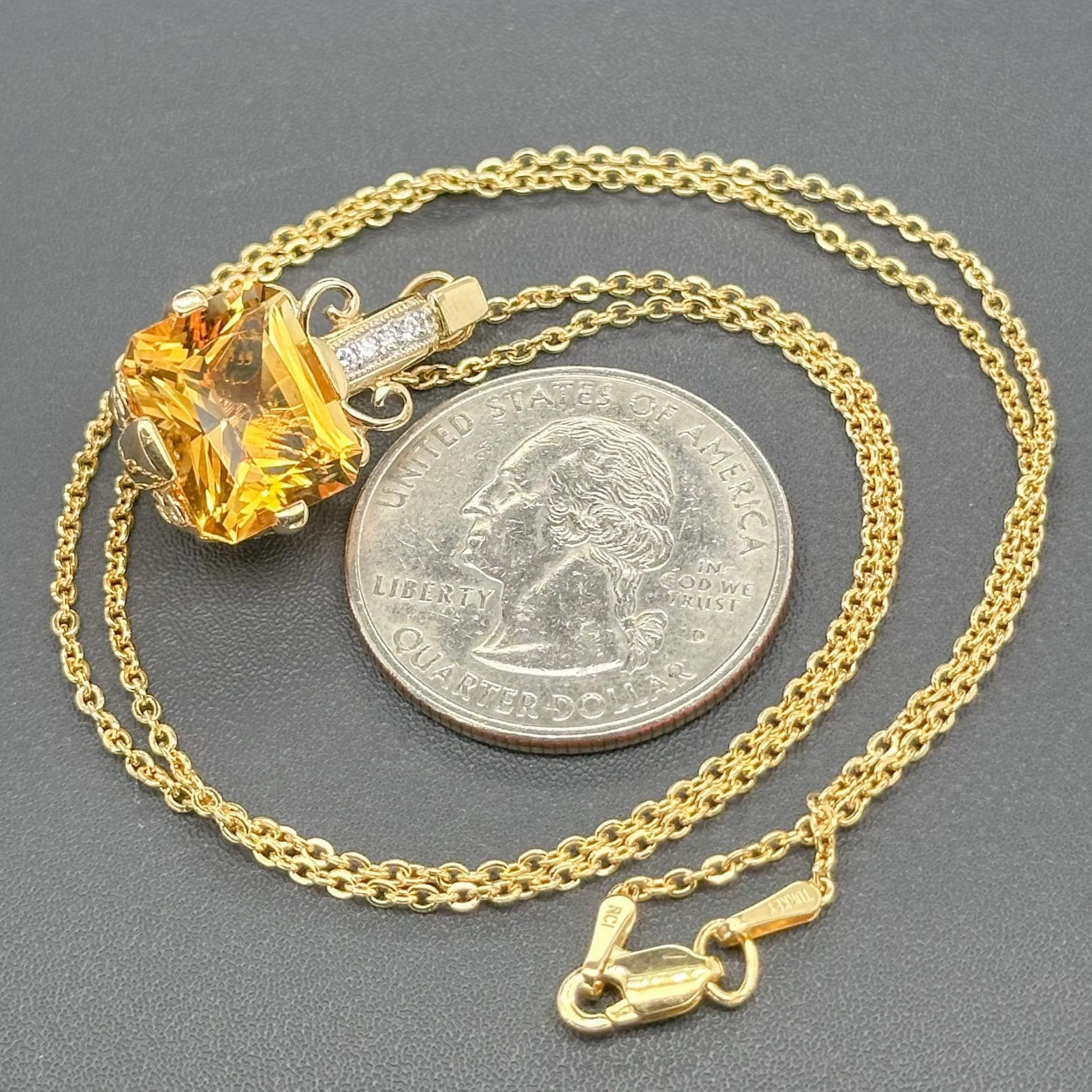 Estate 14K Y Gold 5.56ct Citrine & 0.06ctw G/SI1-2 Diamond Pendant