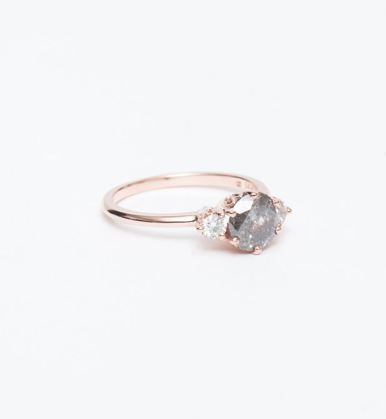 Grey Diamond Hazeline Three Stone Ring