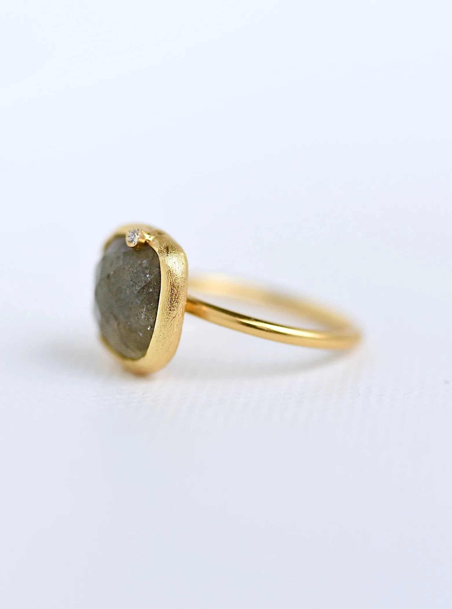 Handcrafted Gemstone Ring with Diamond