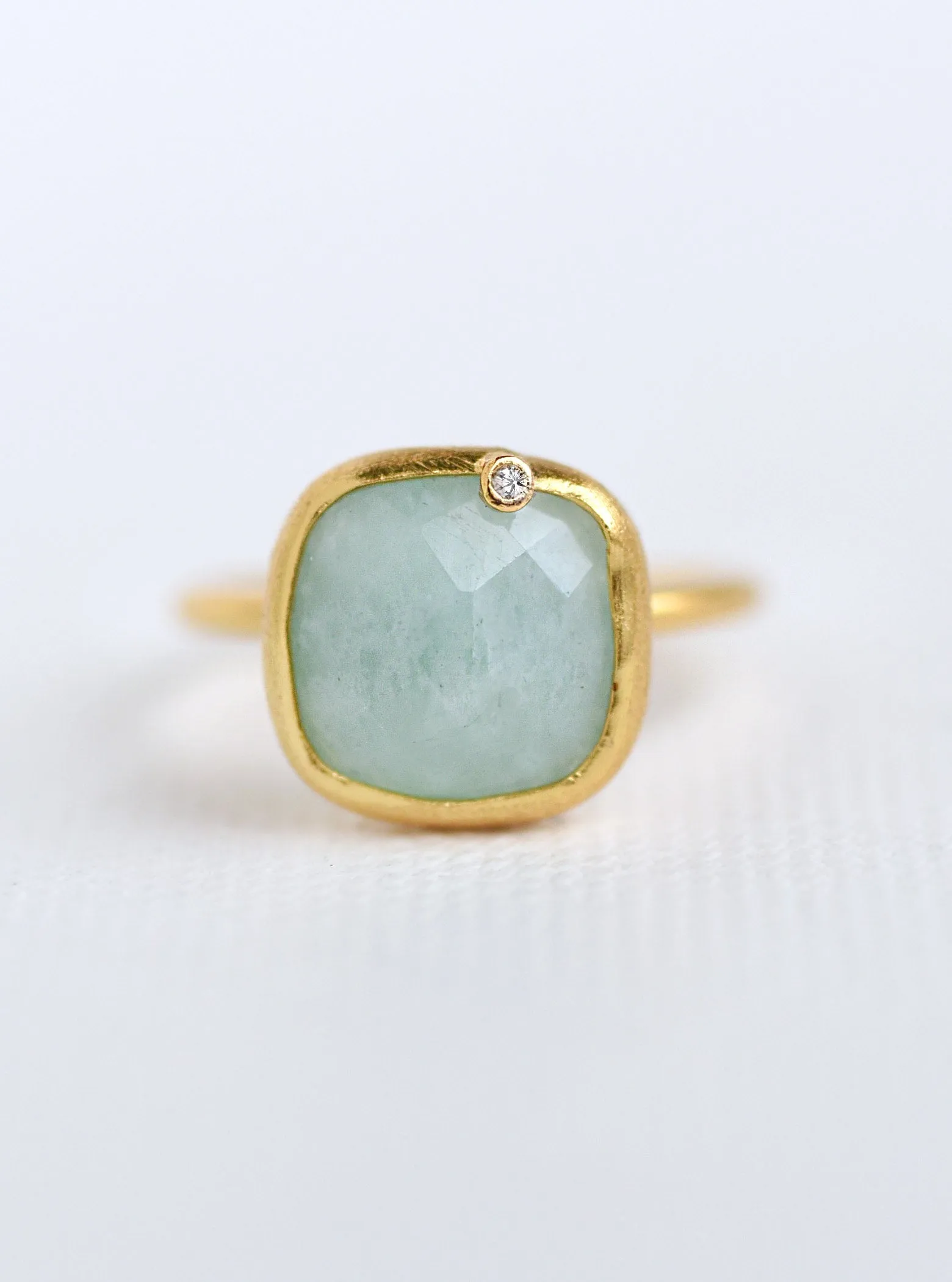 Handcrafted Gemstone Ring with Diamond