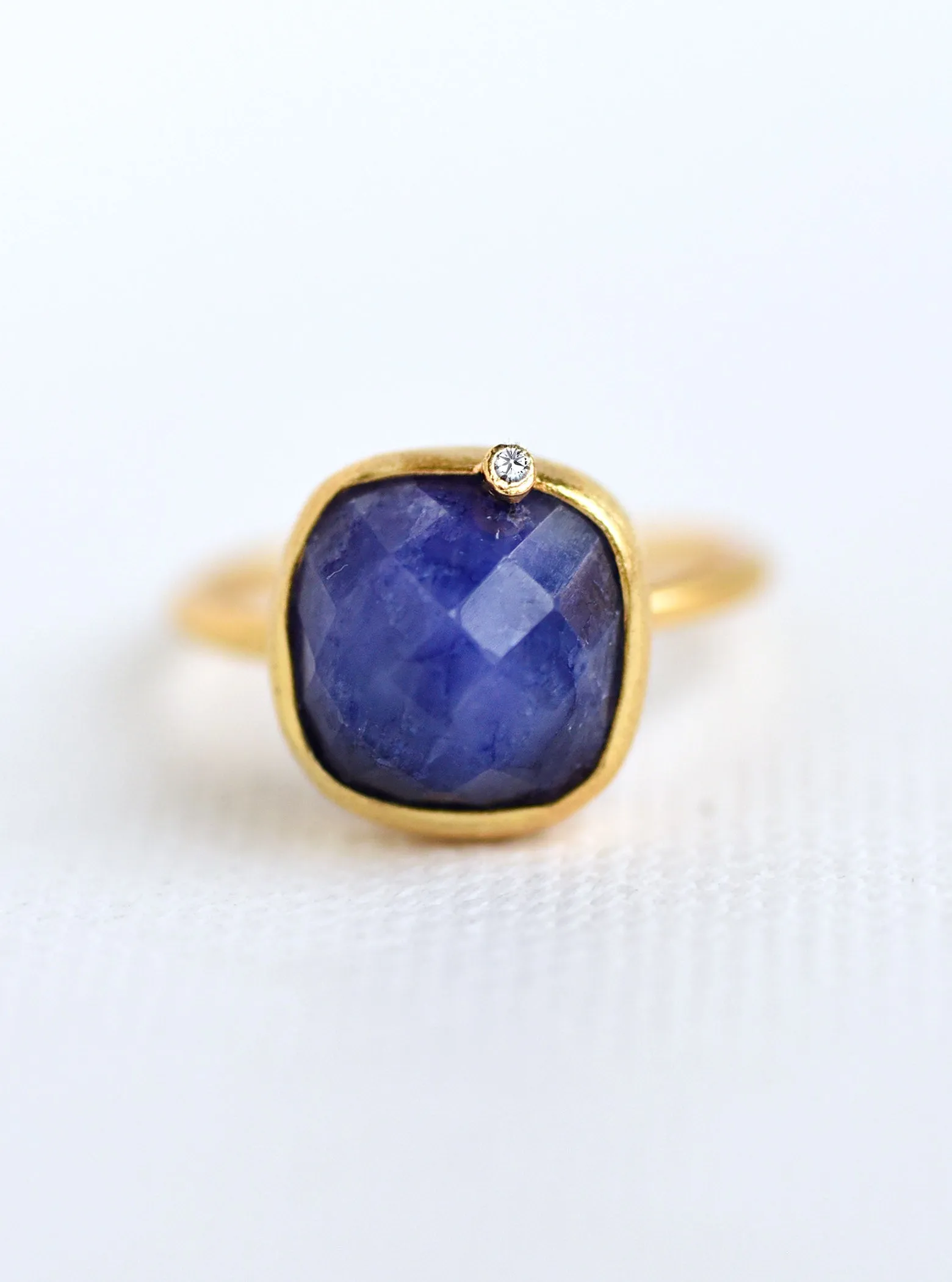 Handcrafted Gemstone Ring with Diamond