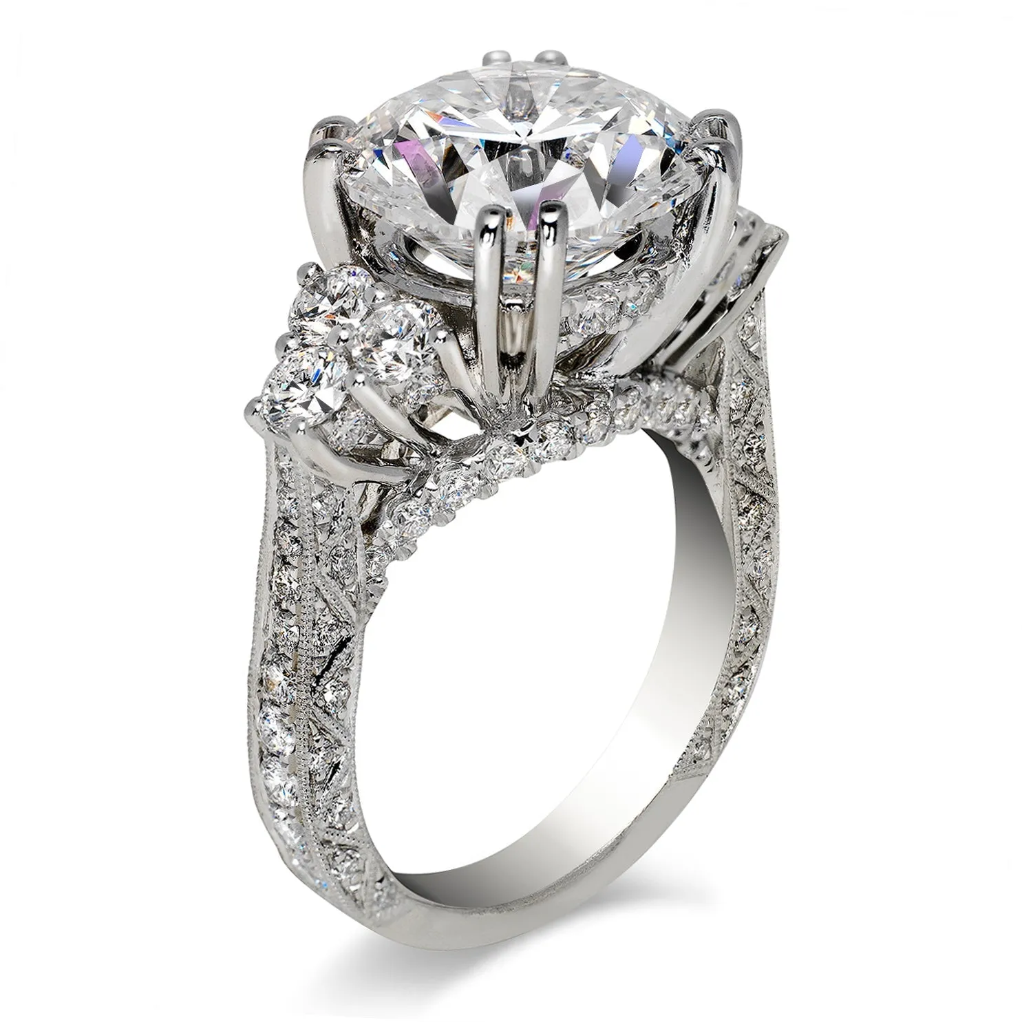 JAYA 8 CARAT ROUND CUT E COLOR VS1 CLARITY DIAMOND ENGAGEMENT RING 18K WHITE GOLD GIA CERTIFIED 6 CT E VS1 BY MIKE NEKTA