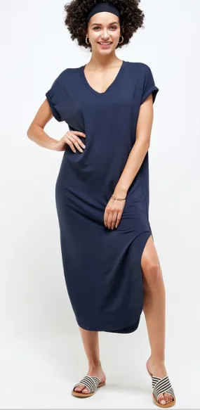 Joss V-Neck Dress in Navy