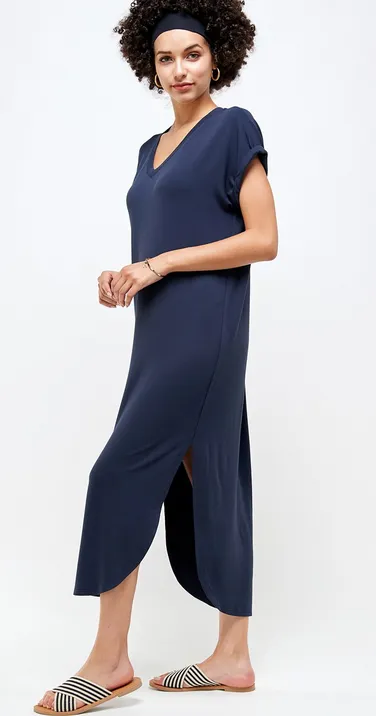 Joss V-Neck Dress in Navy