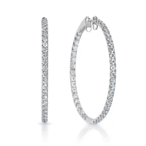 Kamari 2 Carat Round Brilliant Diamond 34.5 mm Hoop Earrings in 18k White Gold