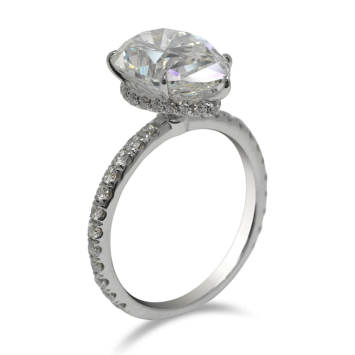 KYLA 5 CARAT PEAR SHAPE G COLOR CCC CLARITY DIAMOND ENGAGEMENT RING 18K WHITE GOLD GIA CERTIFIED 4 CT G CCC BY MIKE NEKTA