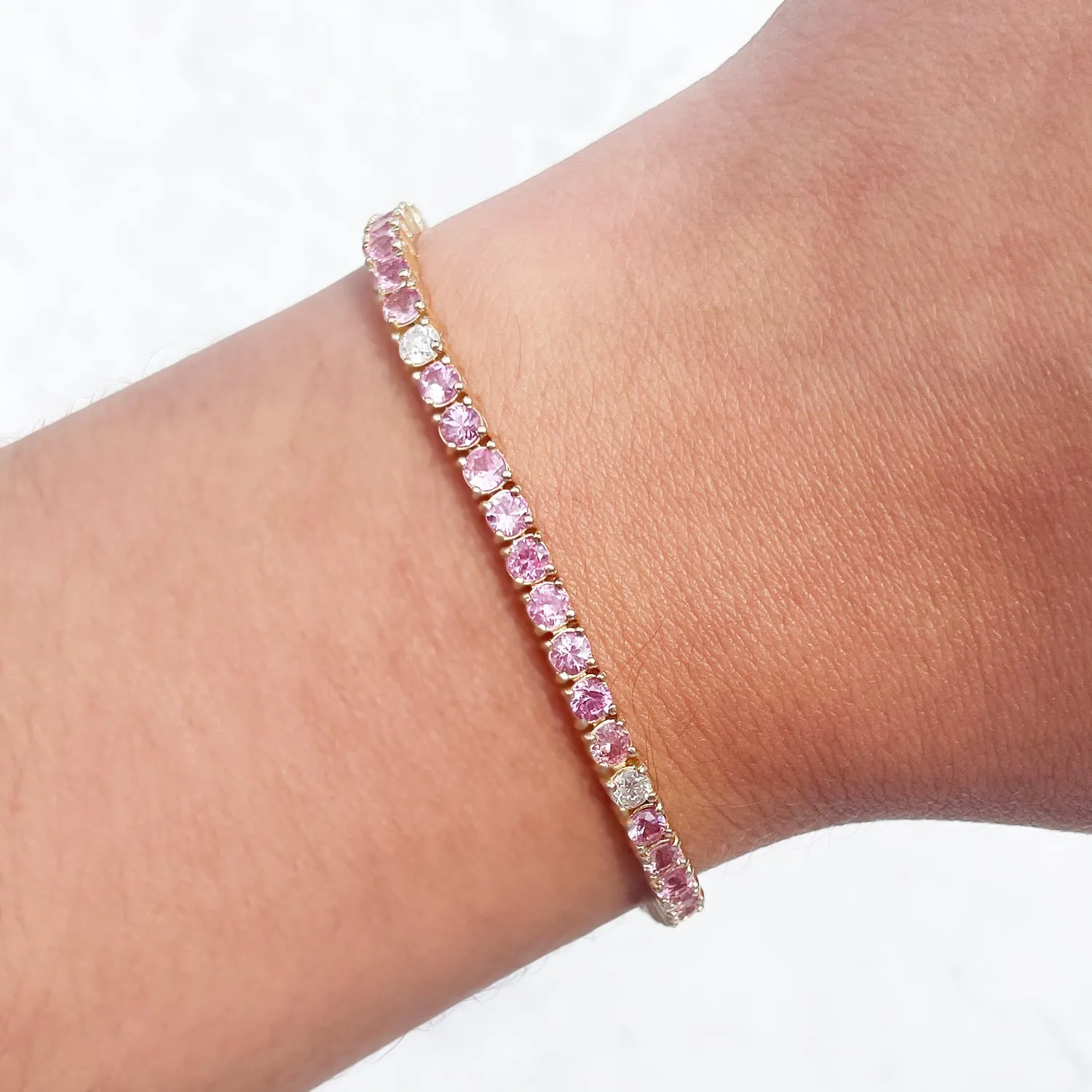 Large Pink Sapphire and Diamond Bracelet