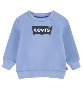 Levi's Kids Crewneck sweatshirt with classic Batwing logo for infants 6E9079-BF2 light blue