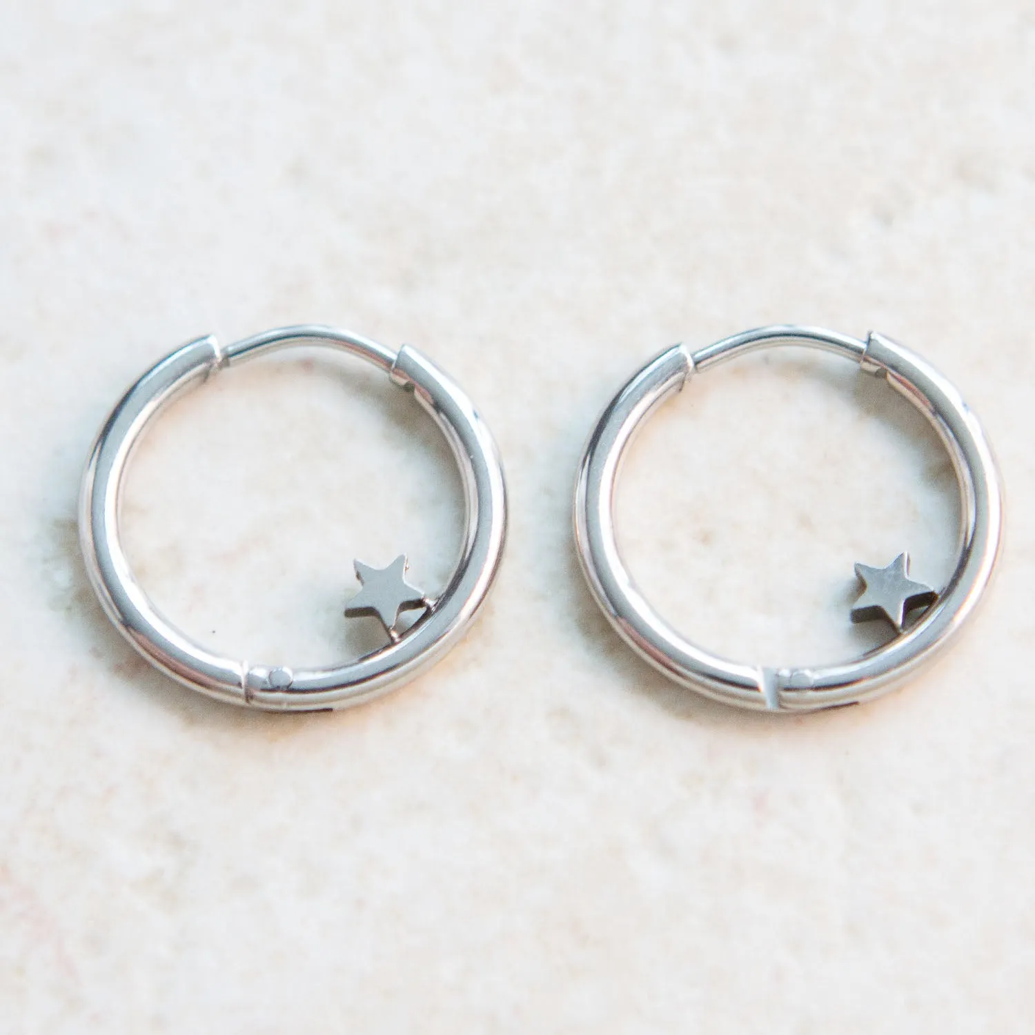 Little Star Hoop Earrings Huggie Stainless Steel