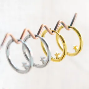 Little Star Hoop Earrings Huggie Stainless Steel