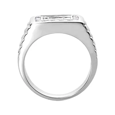 Luke Men's Diamond Wedding Ring Round Cut Beading in 14K White Gold 0.66 carat E - F Color VS Clarity By Mike Nekta NYC Size 12