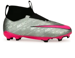 Nike Kids Zoom Mercurial Superfly 9 Academy XXV FG/MG Silver/Pink