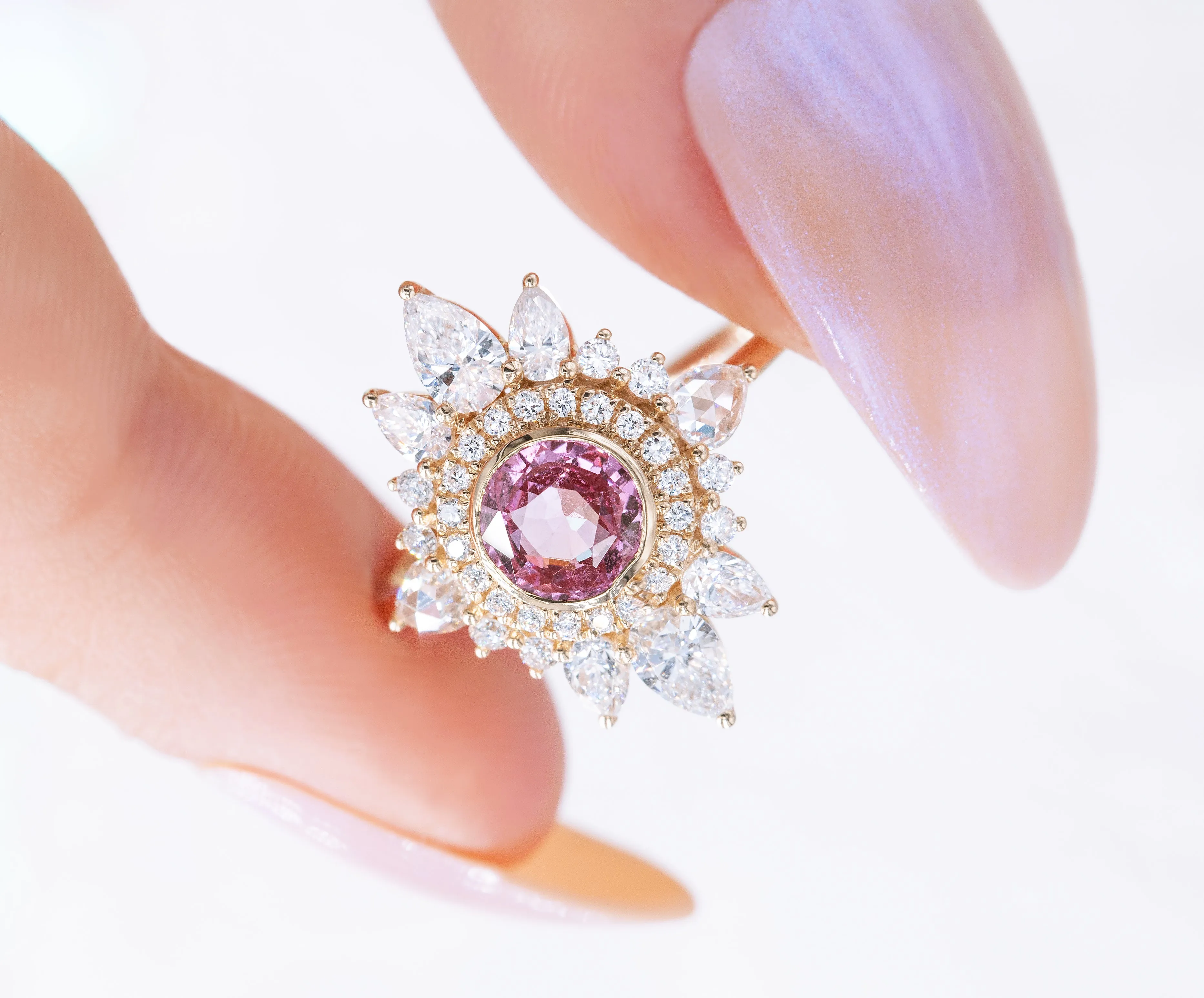 Pink Sapphire Gravity Ring